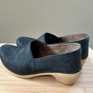 Dansko Black Mules with Wooden Heel